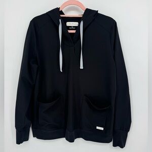 Resurge Women's Black Scrub Hoodie With Drawstrings Size Medium